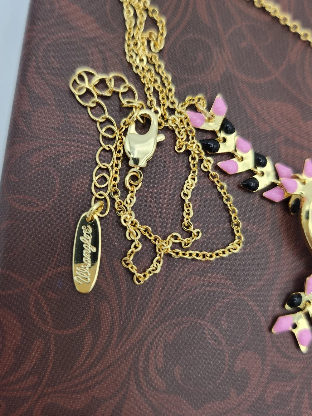 Wrangler Gold-Tone Pink & Black Heart Necklace and Earrings Set